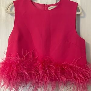 Pink Feather Hem top